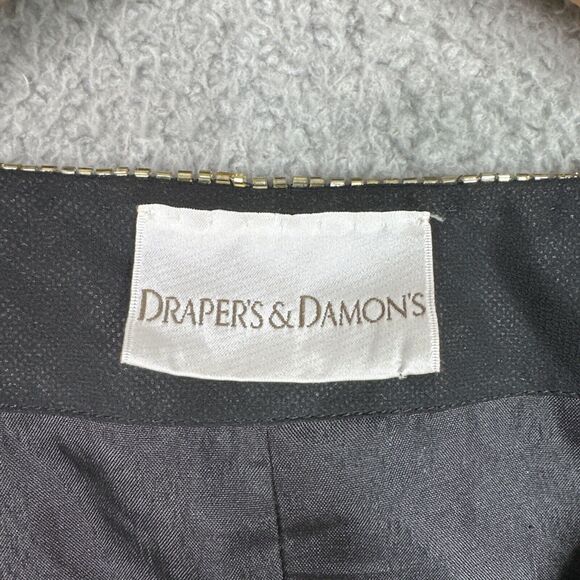 Vintage Draper’s & Damon’s 1X Silk Sequin Beaded Floral Jacket Black Glam - Picture 6 of 16